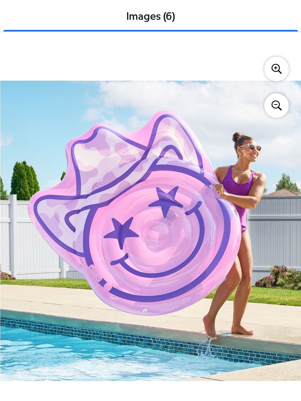 Women's Purple Smiley Face Inflatable Pool Float - Picture 2 of 6